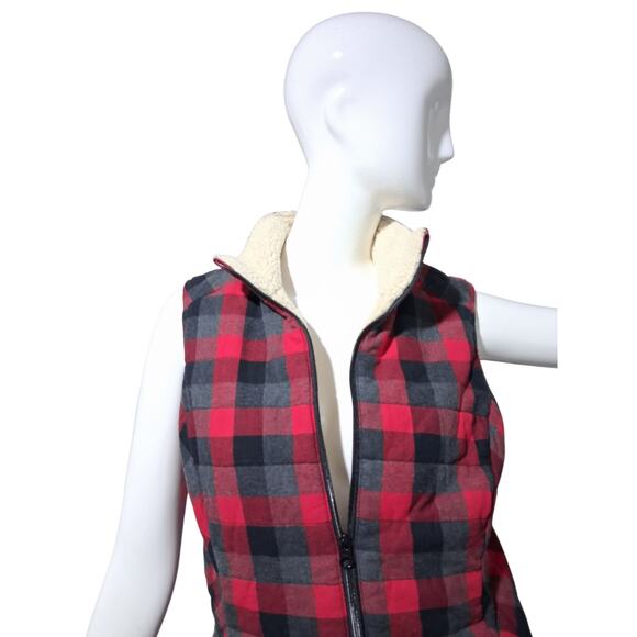 Duluth Trading Womens size S Plaid Flannel Sherpa Lumber Jack Gorpcore Zip Vest - Picture 2 of 10